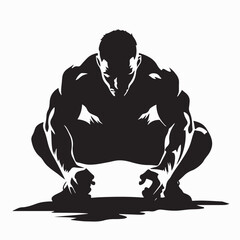 Wrestler Silhouette Vector Art, Icons, and Graphics on white background