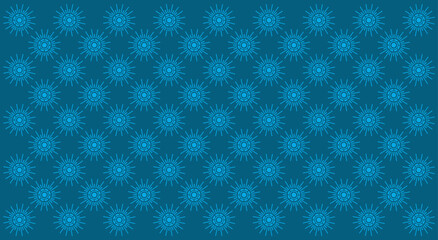 Vector seamless geometric pattern background in the shape of a sunbeam with repeating circular radial lines in blue. Ideal for wallpaper, textiles, fabric, packaging, web, and decorative design uses.
