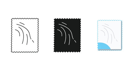 Cleaning Cloth Vector Set in Three Styles &ndash; Outline, Silhouette and Color Household Cleaning Illustration