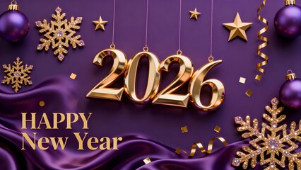 Happy New Year 2026 artwork created with bright sparklers forming glowing text on a dark night background