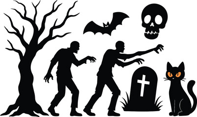 silhouette of a cat and a dog