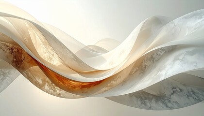 Abstract wave vector background with a closeup of a ribbon-wrapped gift box and a flower decoration for a wedding