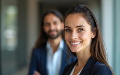 Portrait of Leader Business Woman and Coworker. High quality