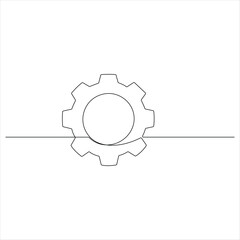 One continuous line drawing gear of business teamwork concept vector illustration