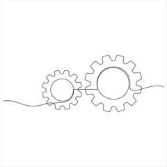 One continuous line drawing gear of business teamwork concept vector illustration