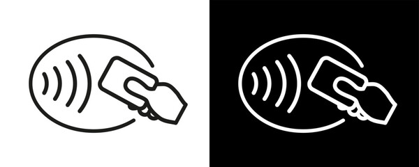 NFC wireless payment icon, contactless cashless payment, near field communication sign