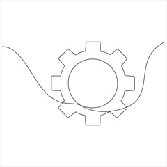 One continuous line drawing gear of business teamwork concept vector illustration