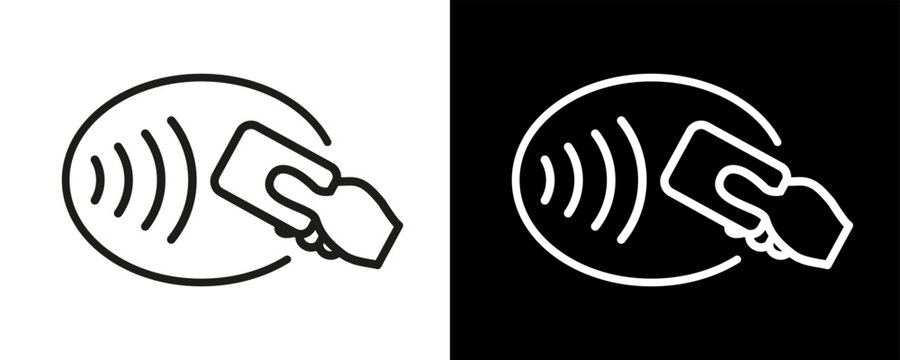 NFC wireless payment icon, contactless cashless payment, near field communication sign