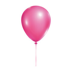 A single bright pink balloon floating against a white background, with a thin string dangling below