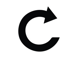A simple black circular arrow pointing to the right on a white background