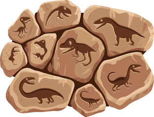 Dinosaur Fossils Set - Paleontology Collection of Prehistoric Reptile Prints in Stone and Rocks