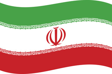 Iran flag waving vector, flat minimal national banner
