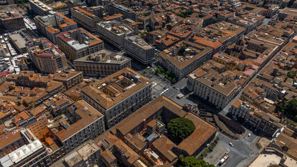 Obraz premium Aerial view of Via Etnea in the historic center of the city of Catania, Sicily, Italy. It is the main street of the Sicilian city.