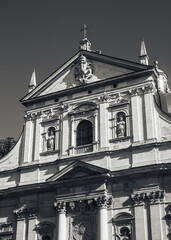 Church of Saints Peter and Paul in Krakow. The church is built in the Baroque style, close-up
