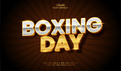 Boxing Day Editable Text Effect Style 3d Lucury Gold and Silver