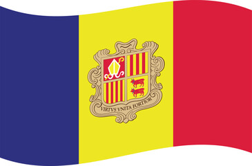 Andorra flag waving vector, flat minimal national banner
