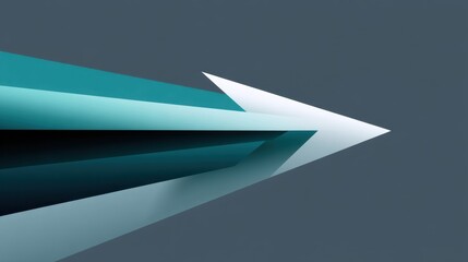 Fototapeta premium Abstract geometric arrow design in vibrant colors, symbolizing progress, direction, and forward movement in a modern conceptual art style on a gray background