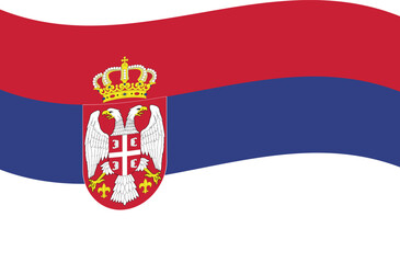 Obraz premium Serbia flag waving vector, flat minimal national banner 