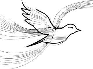 Bold single-line art of a flying bird transforming into abstract freedom lines, conceptual vector illustration 1 © Lain Art Master