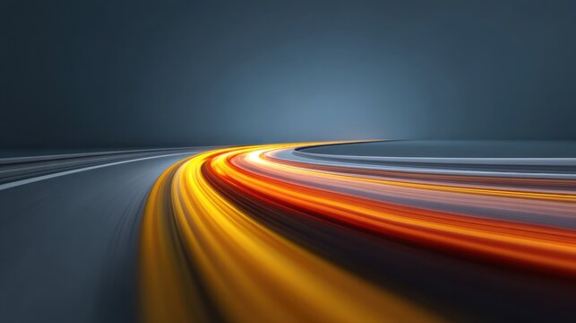 Abstract motion blur of glowing light trails on dark background, representing dynamic speed, energy, and captivating movement in a digital landscape - Powered by Adobe