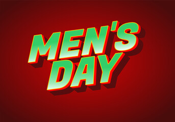 A vibrant graphic design featuring the text Mens Day in bold, 3D letters with red background.