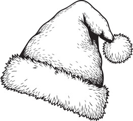 A whimsical Santa hat, capturing the essence of the holiday season through intricate black-and-white illustration, evoking feelings of festive cheer.