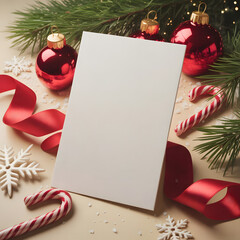 Christmas Greeting and Invitation 3D Card Mockup