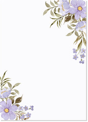  Soft Lavender Watercolor Floral Frame Border