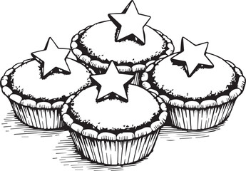 Delicate pies, each crowned with a star, present a sweet temptation. These charming treats evoke feelings of warmth and festive celebration.