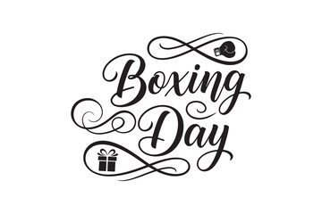 Elegant boxing day typography with gift box and boxing glove