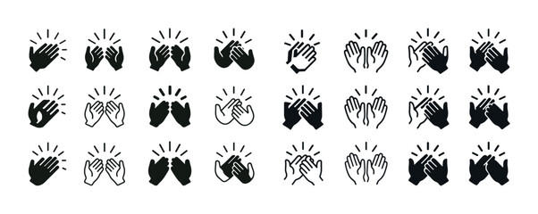 Fototapeta premium Diverse clapping hands icons set illustrating applause and celeb