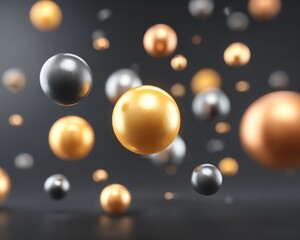 Matte black background with floating metallic spheres (gunmetal