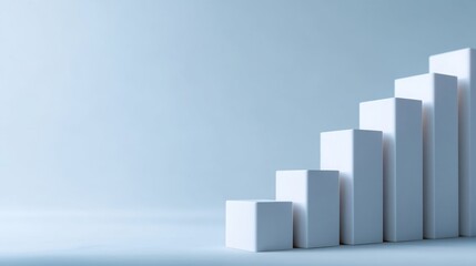 Minimalist White Bars Representing Growth and Progress on a Light Blue Background for Business and Financial Concepts