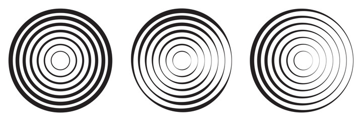 different blue concentric circles icon vector illustration isolated on transparent background. radar signal or vibration elements. sonar or sound wave ring collection. sound wave rings collections.