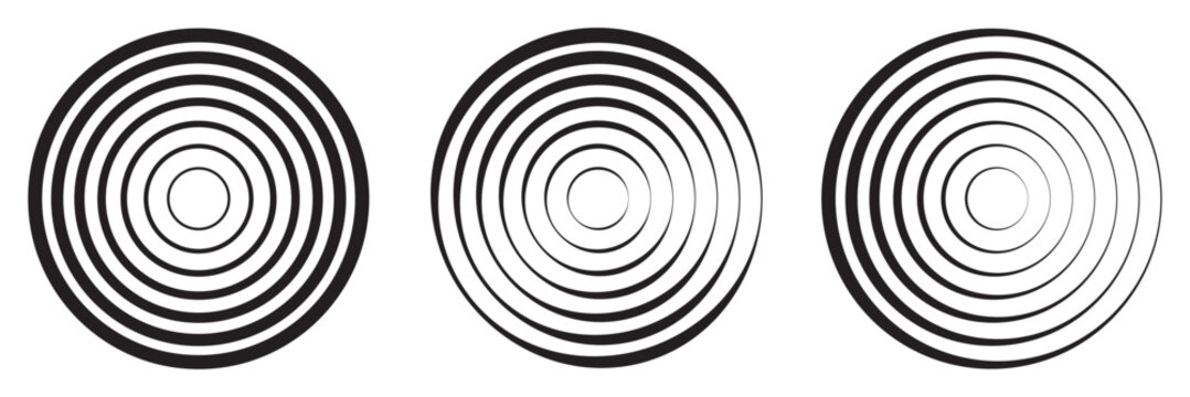 different blue concentric circles icon vector illustration isolated on transparent background. radar signal or vibration elements. sonar or sound wave ring collection. sound wave rings collections.