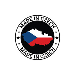 made in czech stamp design vector with map