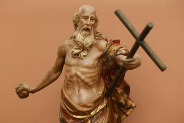 Obraz premium Saint Thecla’s cathedral, Tarragona, Spain. Saint Jerome, attributed to Luis Bonifas Masso, polychromatic wood, 18th century