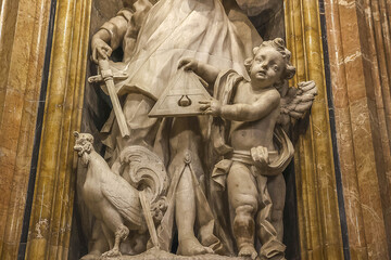 Saint Thecla’s cathedral, Tarragona, Spain. Chapel of Saint Thecla, patron saint of Tarragona. Cardinal virtue : Justice