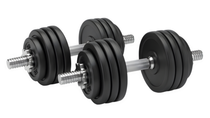 Adjustable dumbbells isolated on transparent background