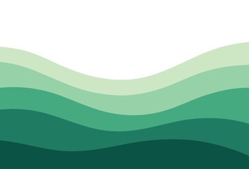 Abstract illustration featuring layered waves in shades of green on a white background