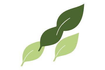 A simple illustration of green leaves in two shades, perfect for nature-themed designs