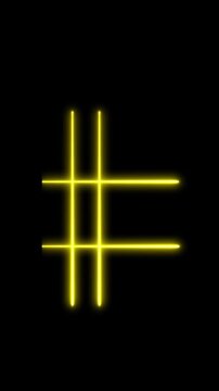 Glowing neon hashtag grid animation on black background futuristic digital motion design.