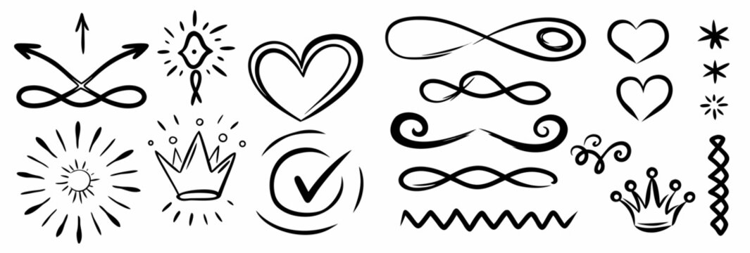 Hand drawn swirls and shapes for creative design projects - Powered by Adobe