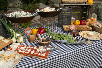 alimento, salubre, comida, fresco, verde, cena, aperitivo, almuerzo, delicioso, queso, albahaca, exquisito, salado, frio, mesa, declaraci&oacute;n, quesos