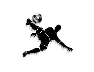 A silhouette of a soccer player kicking in an acrobatic position  © Andgnwn
