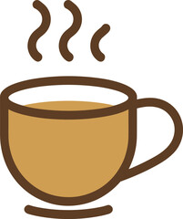 Minimalist coffee cup icon with steam flat design warm beverage illustration isolated on white background vector style