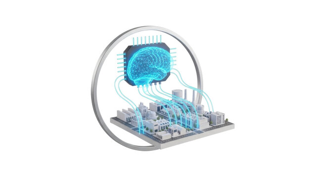 3D Digital Twin Model Icon, Simulation Technology, isolated on white background