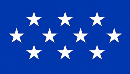 Obraz premium A simple flag with a solid blue field, featuring ten white stars arranged in a 2-3-3-2 pattern