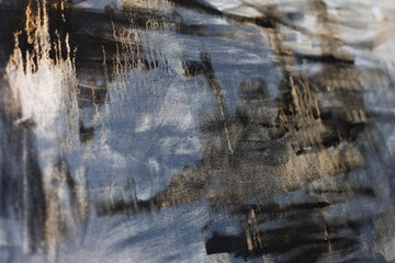 Abstract painting on canvas close-up. Paint drips.