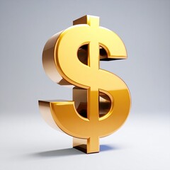 Shiny gold 3D render of a dollar sign with soft lighting